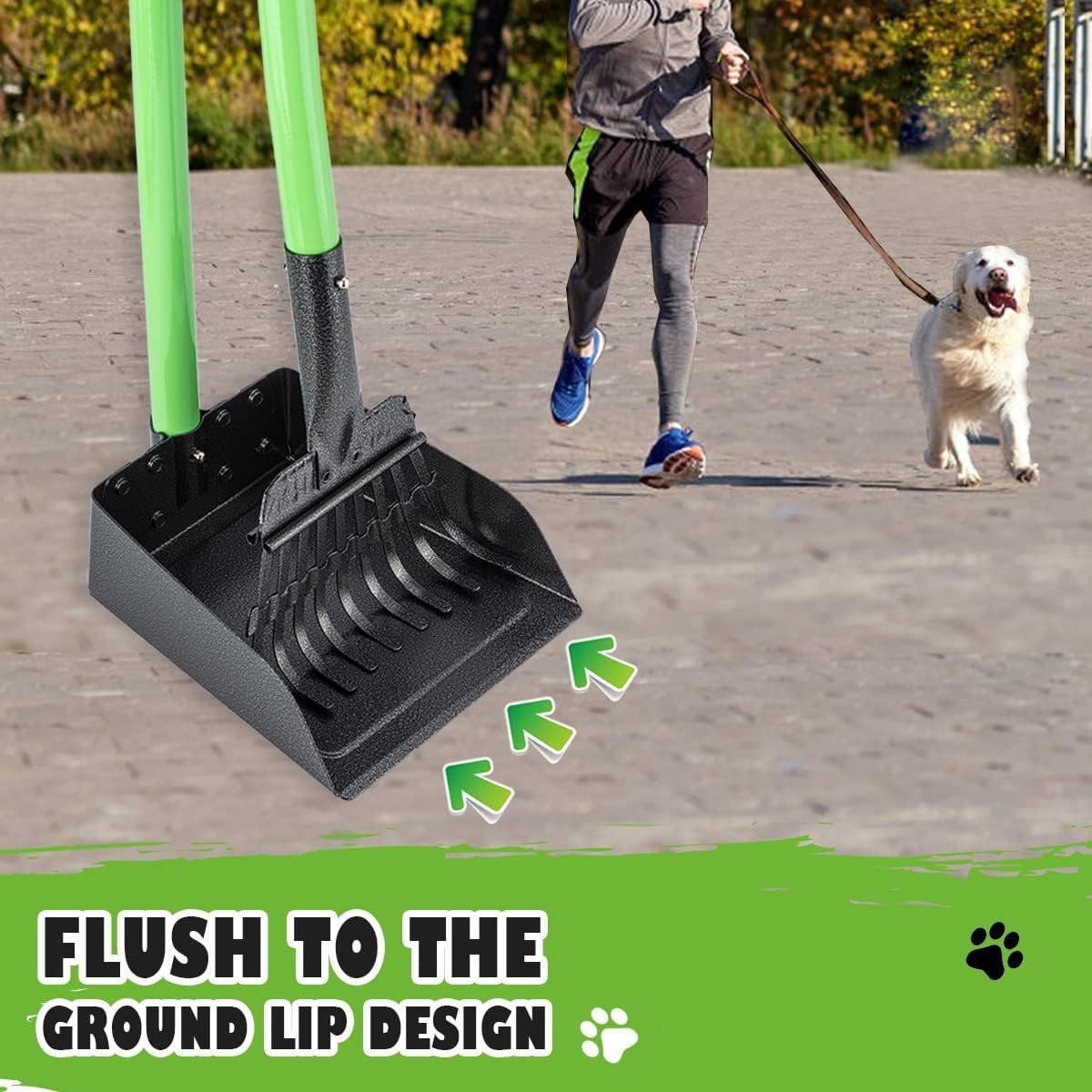MXF Pooper Scooper, Dog Pooper Scooper Long Handle Stainless Metal Tray and Rake Set for Medium - image 4