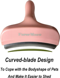Pet Deshedding Tool with Curve Blade, Cat Grooming Brush - Large / Pink - image 2