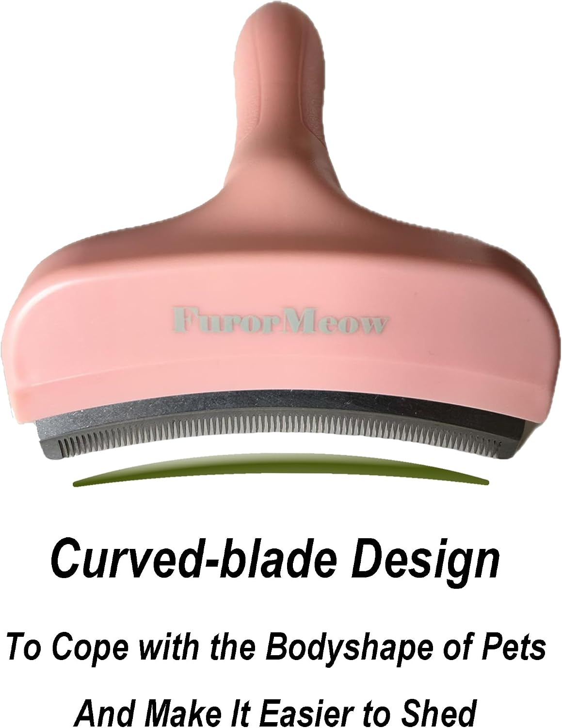 Pet Deshedding Tool with Curve Blade, Cat Grooming Brush - Large / Pink - image 2