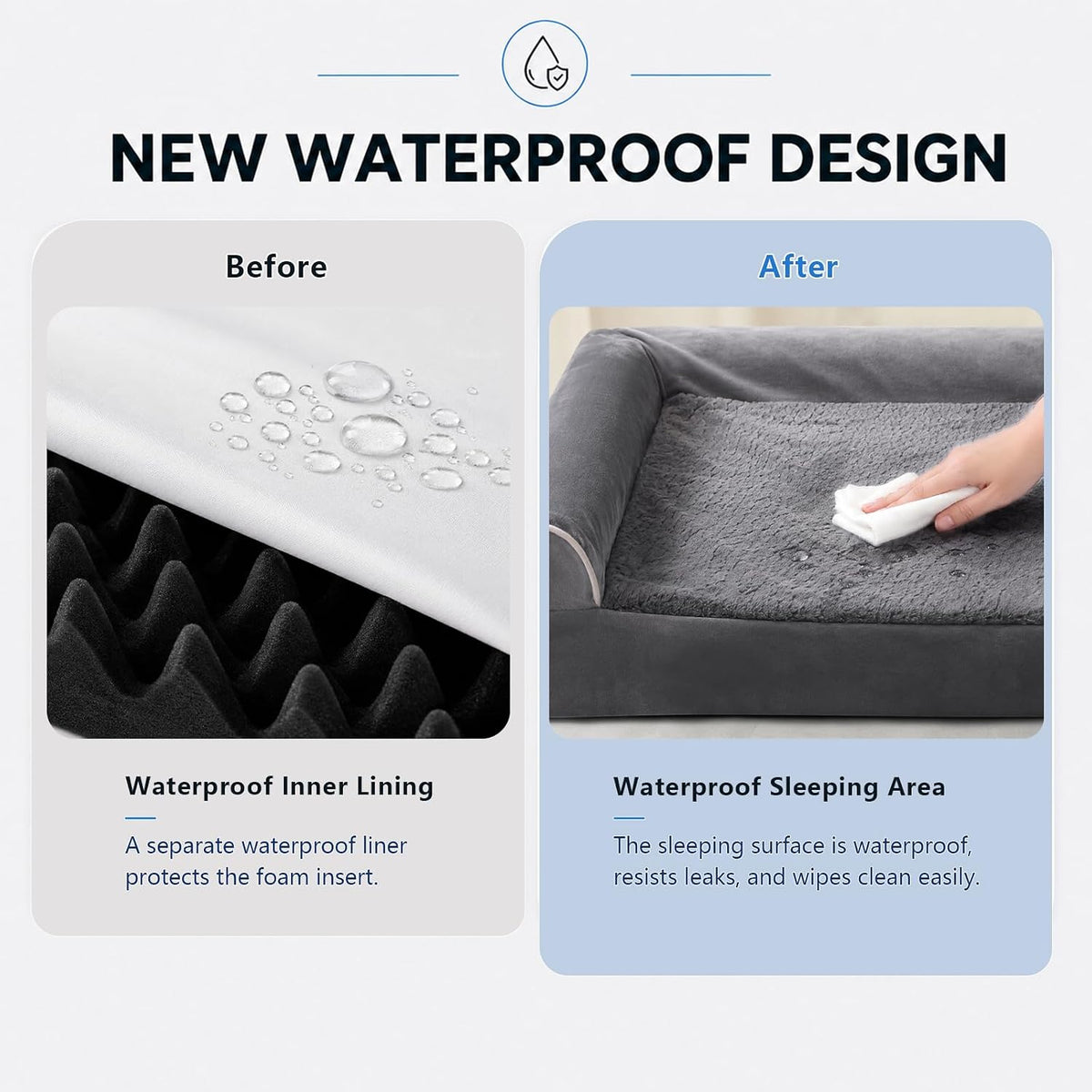 WESTERN HOME Orthopedic Dog Bed Washable Couch for Large Senior Dog - Dark Drey / 36" x 27" x 6.5" - image 4