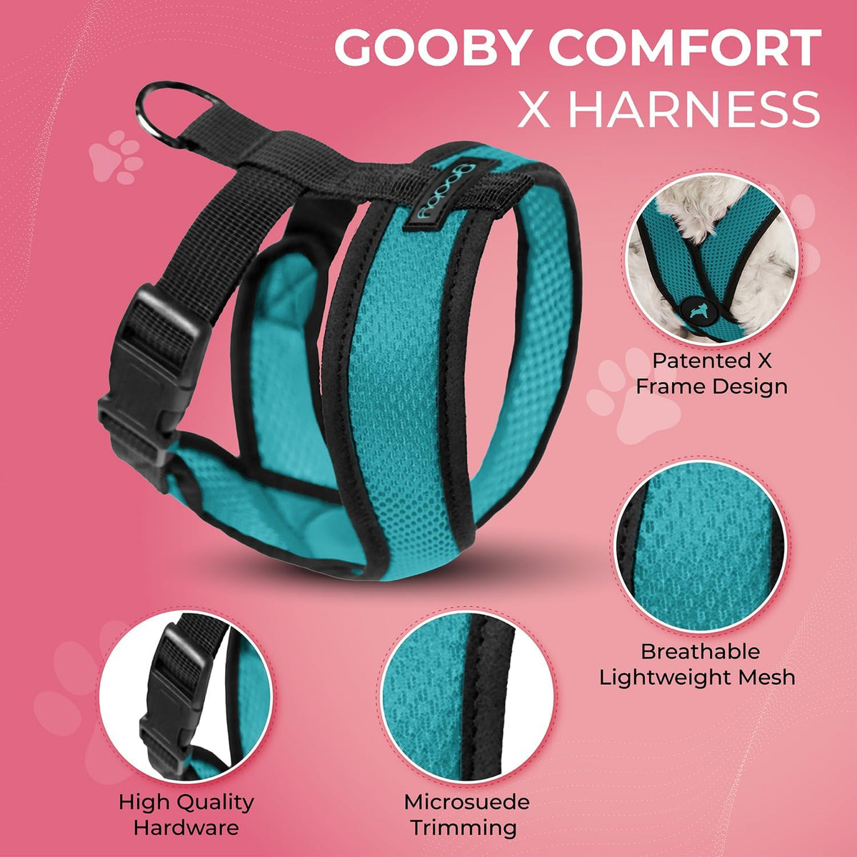 Gooby Comfort X Head-in Dog Harness, Choke-Free - Medium Chest (14.25-18.75") / Turquoise - image 2