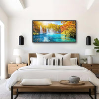 Extra Large Waterfall Lake Framed Wall Art for Living Room,Oversized Fall Autumn Tree Landscape Pictures Wall Decor,Nature Canvas Print Painting Modern Artwork Bedroom Office Bathroom 60L" x 30W"