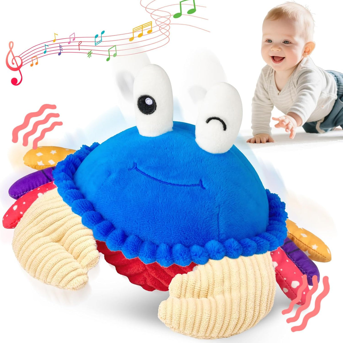 Interactive Crawling Crab Baby Toy - Blue
