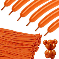 260 Balloons - Clear Long Balloons for Tying Balloon Arch & Balloon Ties – Fun for Kids & Family - Orange