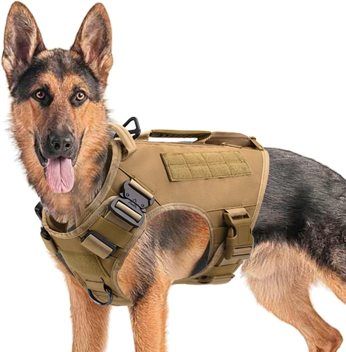 Tactical Dog Backpack Harness for Large Breed Original Design Metal - L / Khaki (vest only)