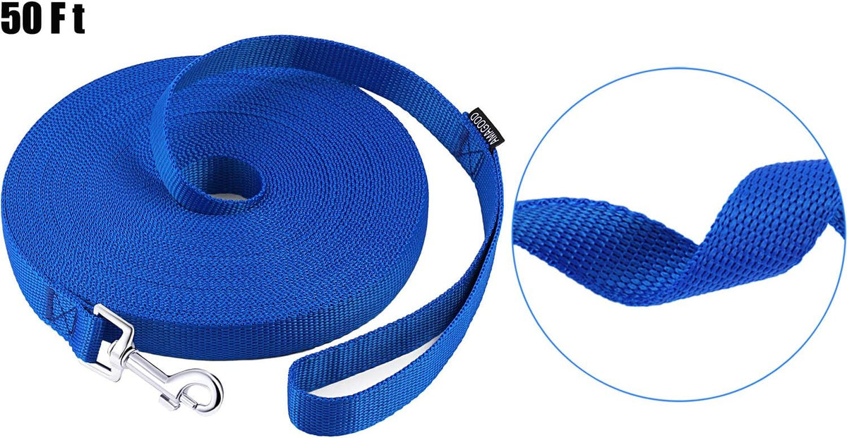 Long Dog Leashes for Training 15/20/30/50/100FT Lead for Medium Small - 3/4 Inch x 50 Feet / Blue - image 3