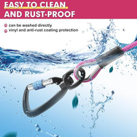 Snagle Paw Heavy Duty Dog Leads - 100FT-1000LBS, Tie Out Cable with Swivel Lockable Hook & Spring, Chew Proof Chain for Outside Dog Run