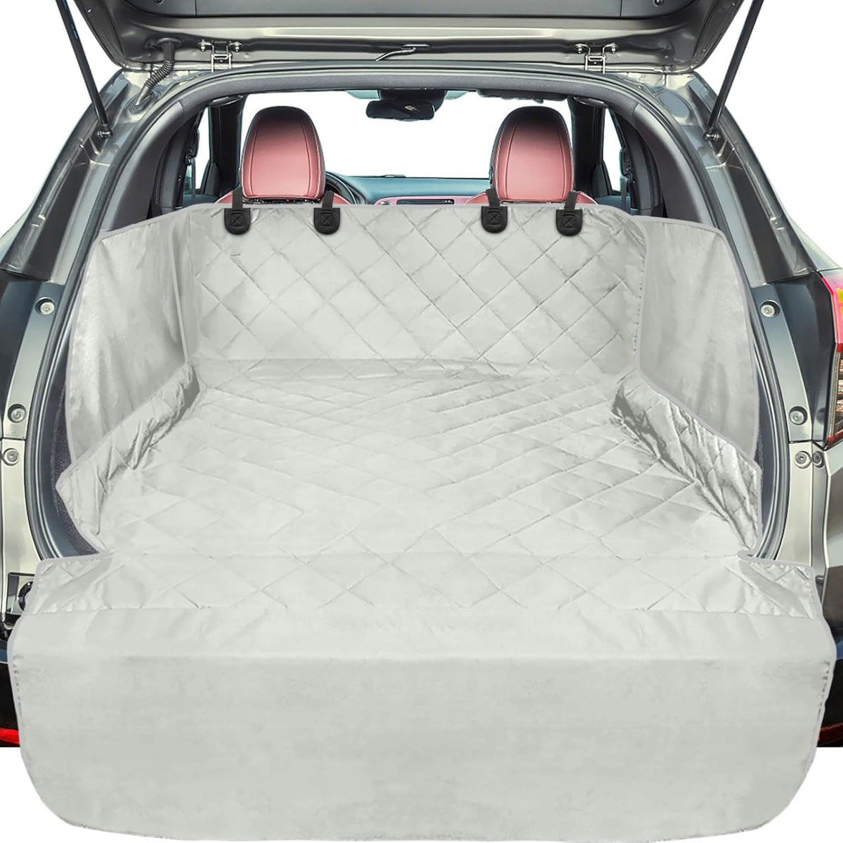 SUV Cargo Liner for Dogs - Trunk Cover with Side Walls for Compact SUV – Essentials for Dogs - Gray / Large (With Flaps) 93"