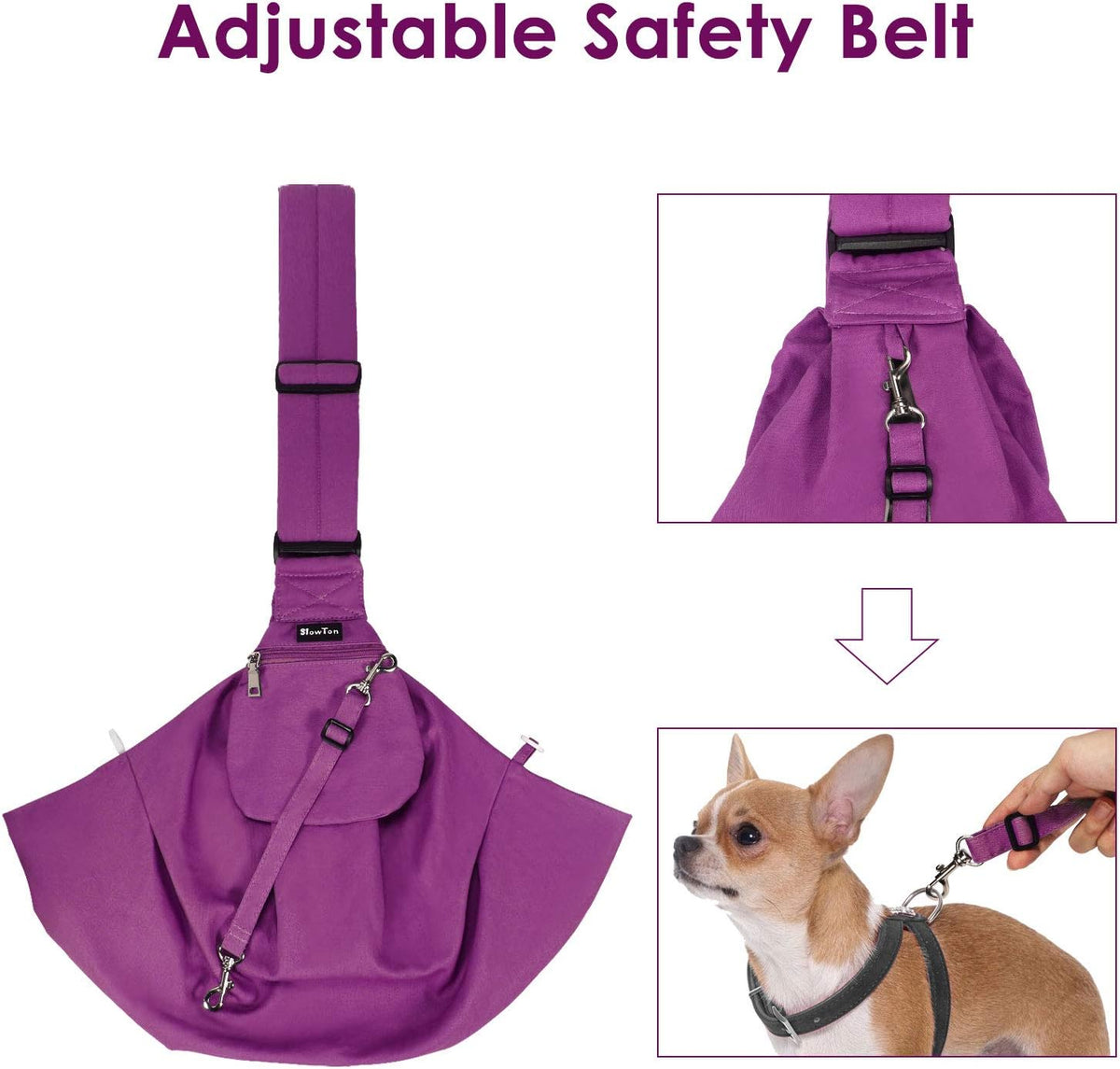 SlowTon Dog Carrier Sling - K-Fuchsia Cotton Fabric / For Pets 6-12lbs - image 3