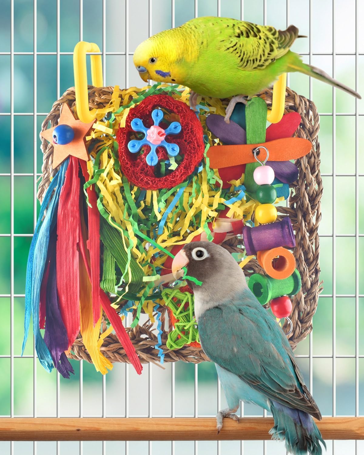 ERKOON Bird Toys, Parrot Toys Foraging Swing Mat Parrot Cage Hanging Toys Birds Grass Mat Climbing - Large grass mat-2 Pack - image 4
