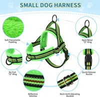 Lukovee Small Dog Harness and Leash Set, No Pull Soft Padded, XS - Green - with Stripe / XXS ( Chest 11.5'' ~ 15'') - image 2