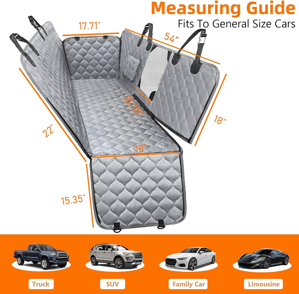 Dog Car Seat Cover for Back Seat - gray - image 4