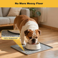 Pieviev Silicone Dog Cat Food Bowl Mat, Waterproof Raised Edge - S-16''X12'' / Light Gray - image 4