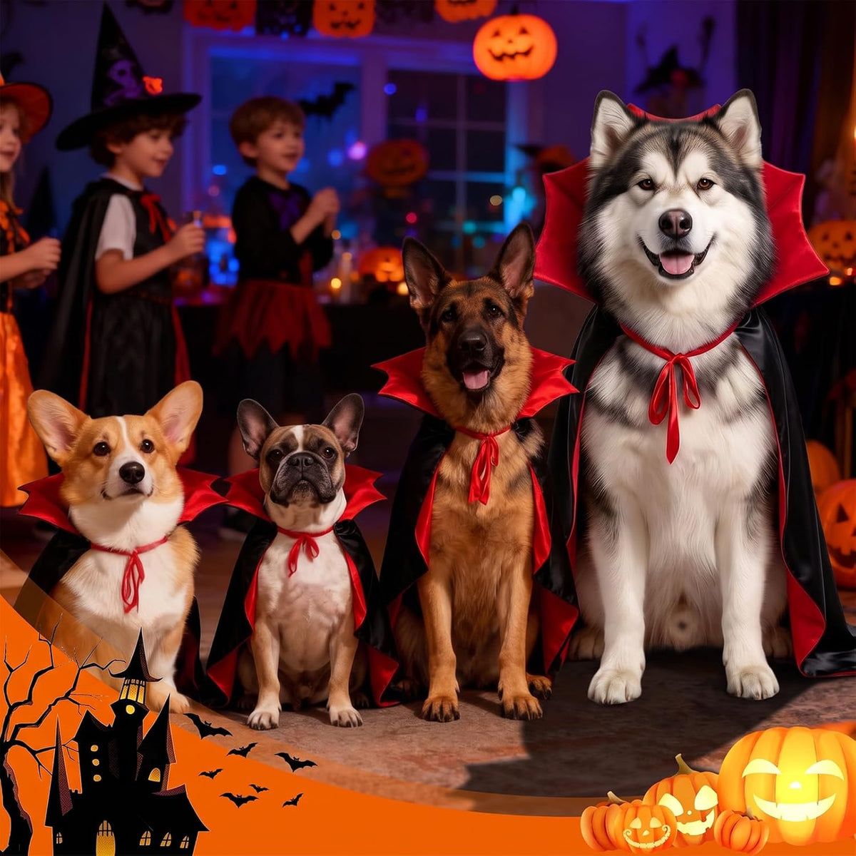 OLANRUN Dog Costumes, Dog Halloween Costumes Vampire Cloak - X-Large - image 4
