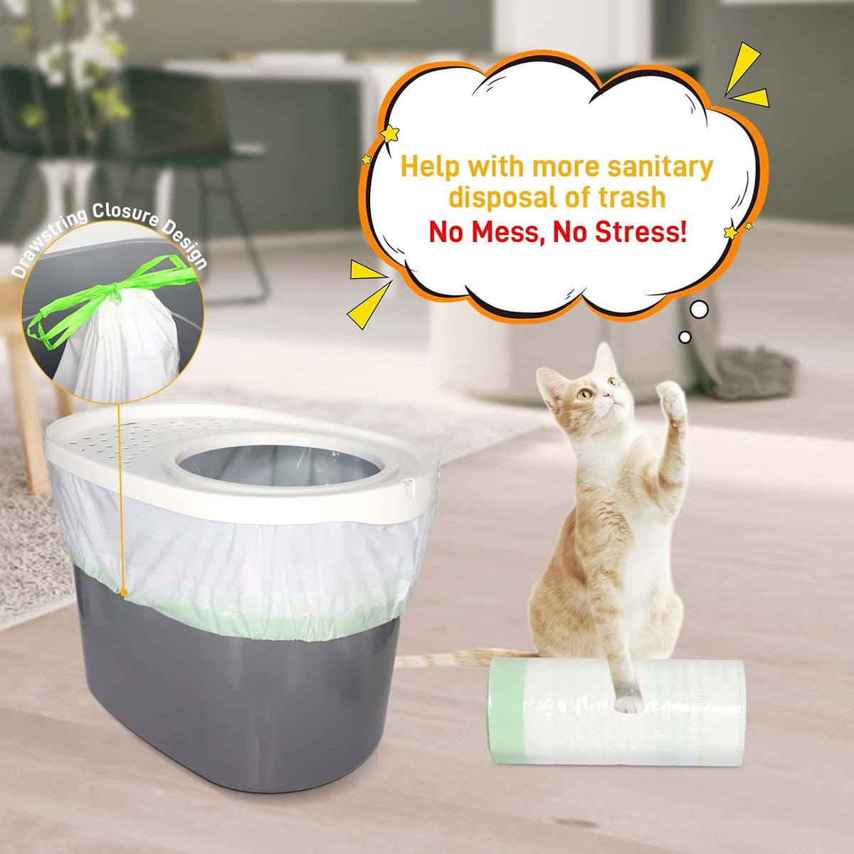 Cat Litter Box Liners Compatible with Top Entry Litter Pans Model - 1 Count (Pack of 50) - image 2