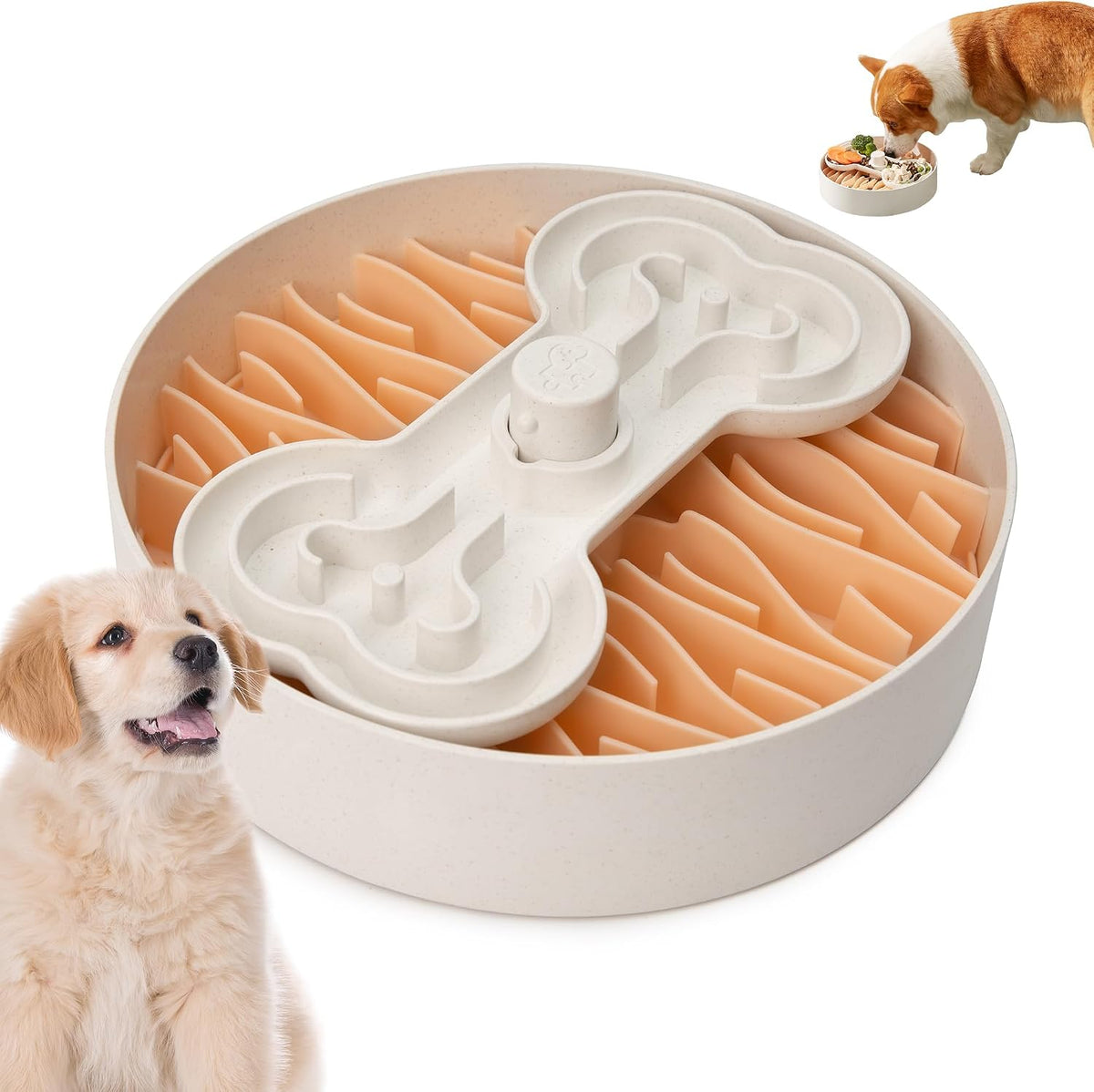Slow Feeder Dog Bowl for Large Dogs with Non-Slip Base - L / Pink
