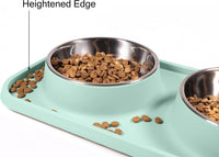 L.D.Dog Cat Food Bowls, Cat Bowls Non-Skid and Non-Spill Silicone Pads with PP Stand, Removable - Aquamarine - image 2