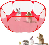 Small Animals Playpen, Portable Pop-up Open Interactive Pet Tent - Red