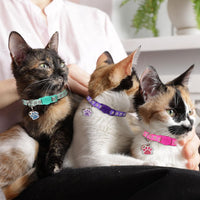4PCS Breakaway Cat Collars, Reflective Cat Collar with Bells - 6-9 Inch / Purple+Hotpink+Red+Teal - image 3