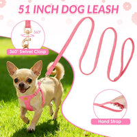 SlowTon No Pull Dog Harness with Leash for Small Medium Dogs - XX-Small(2.2-6lb) / Solid Pink - image 4