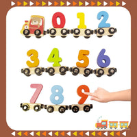 WOODENFUN magnetic wooden number train set with colorful numbered cars linked in a row - view 2