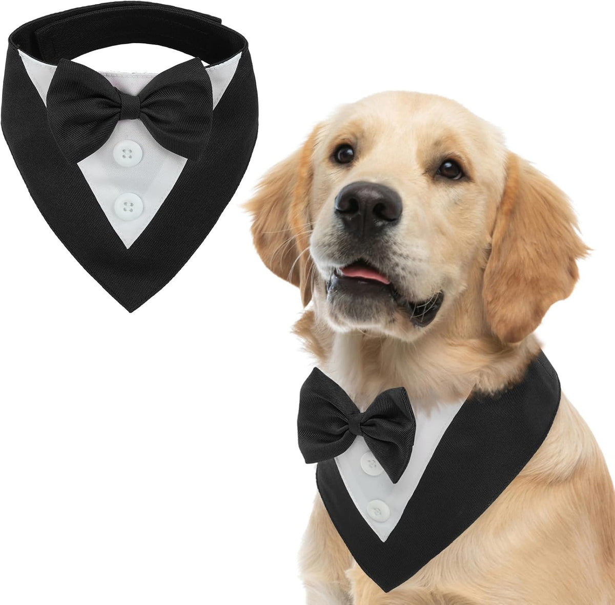 Dog Tuxedo for Small Dogs Valentines Bandana with Bowtie Wedding Tux – Essentials for Dogs - Black / X-Large