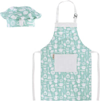 Aurya kids apron and chef hat set in light blue with front pocket and adjustable strap - view 2