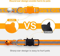 LLHK 2 Pack Breakaway Cat Collars & 2 Pcs Name Tags - Orange - image 2