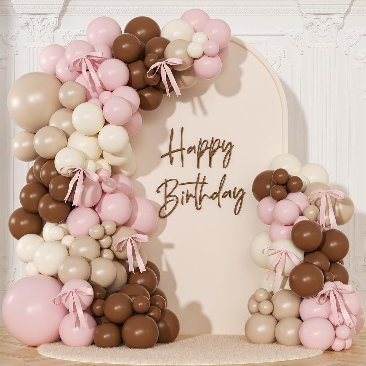 Pink Balloon Arch Kit, 145Pcs Baby Shower Birthday Decor – Fun for Kids & Family - Brown Pink