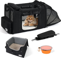 25x17x17 Extra Large Expandable car cat Carrier with a Litter Box – Essentials for Cats - 25.5"L x 17.0"W x 17.0"H / High side litter box