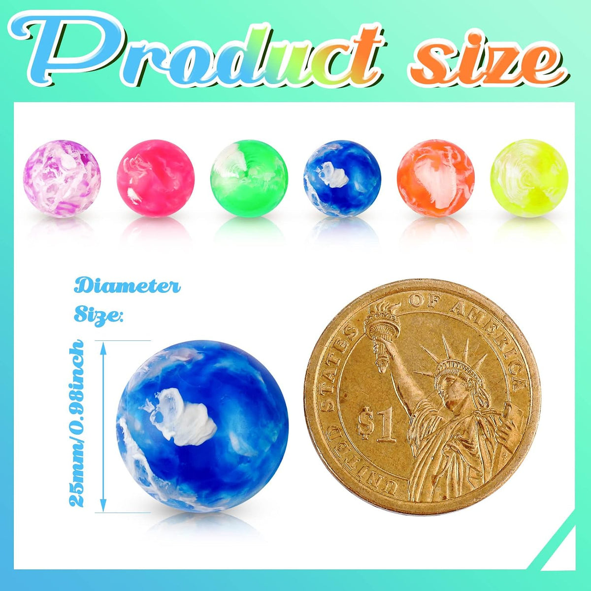Sumind 100 Pcs 0.78 Inch Kids Small Bouncy Balls Bulk for Party Favor - 0.98 inch / 500 - image 2