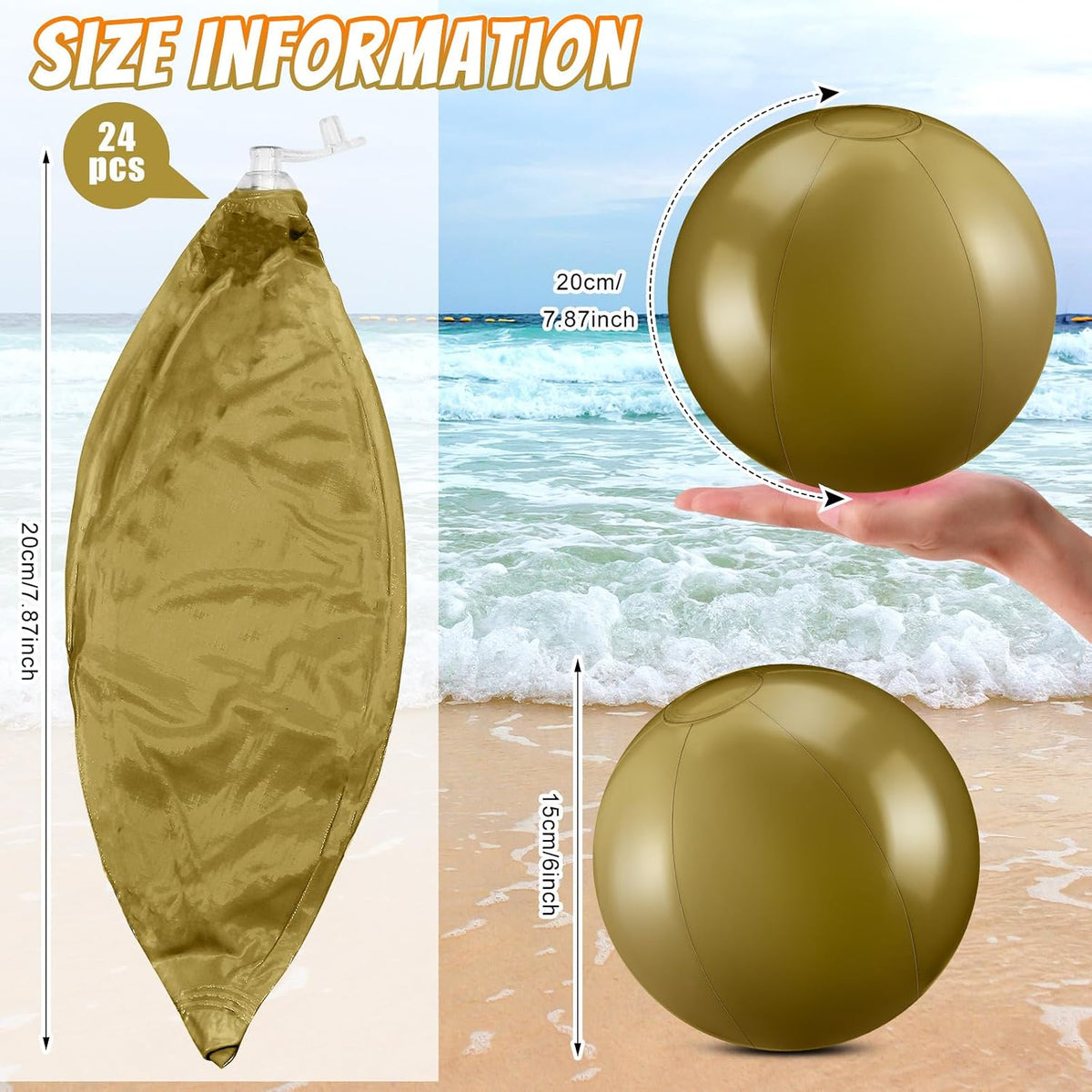 Yinder 24 Pcs Clear Beach Balls Inflatable Bubble Ball Decorations - Vivid / Gold - image 3