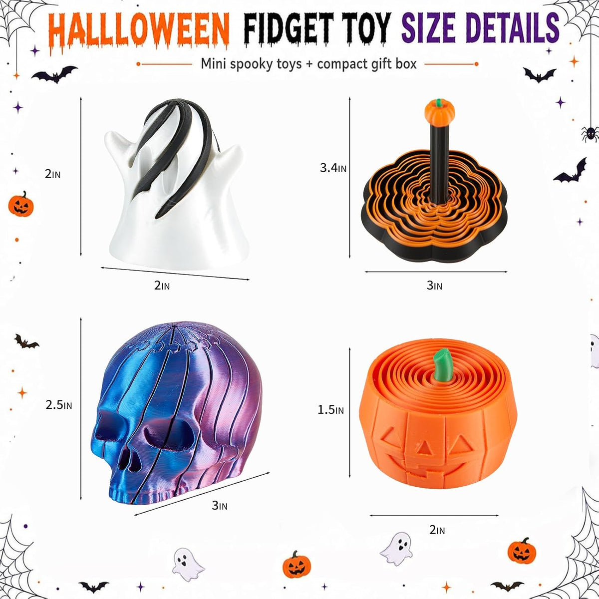 Four 3D printed Halloween spiral pumpkin passthrough fidget toys - view 14
