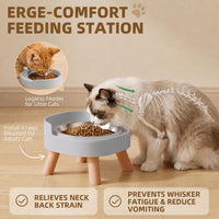 Elevated Cat Bowls, 2P Raised Cat Food and Water Bowl Set for Indoor Cats, Splash Proof with 2 - 2P Cat Bowls - Grey - image 3