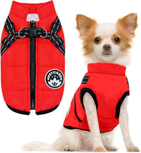Winter Dog Coat with Harness Built in Waterproof Dog Jackets Warm Pet - Red / L(Suggest 8-11 lbs)