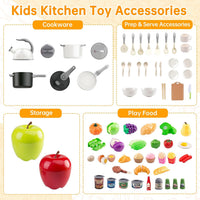 130Pcs Kitchen Playset, Toddler Pretend Cooking Play Pots, Pans - White / 100 Pcs - image 3