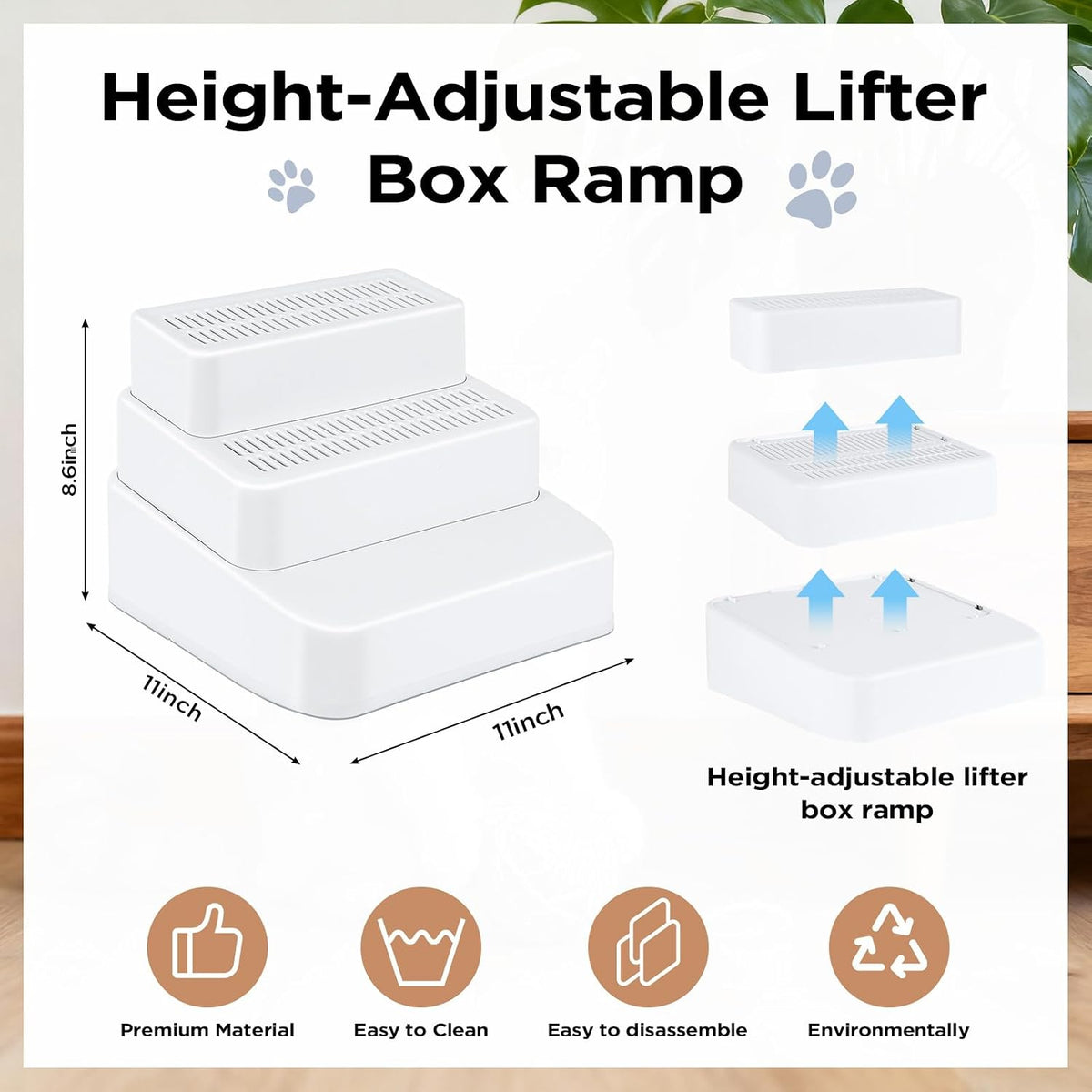 Adjustable Litter Box Step, Cat Ramp for Litter Box, 2 Steps - White / 3 step - image 3