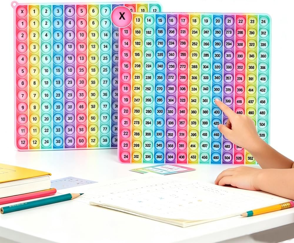 DK-SIMINA Large P0pp with Numbers - Two-sided 12x12 multiplication table