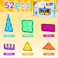 FNJO Magnetic Tiles, 100PCS STEM Building Blocks Toy Set for Kids – Fun for Kids & Family - 52PCS - image 4