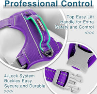 BARKBAY Dog Harness No Pull with ID Tag Pocket - Heavy Duty, Reflective, Easy Control for Large Dogs(Purple,XL)