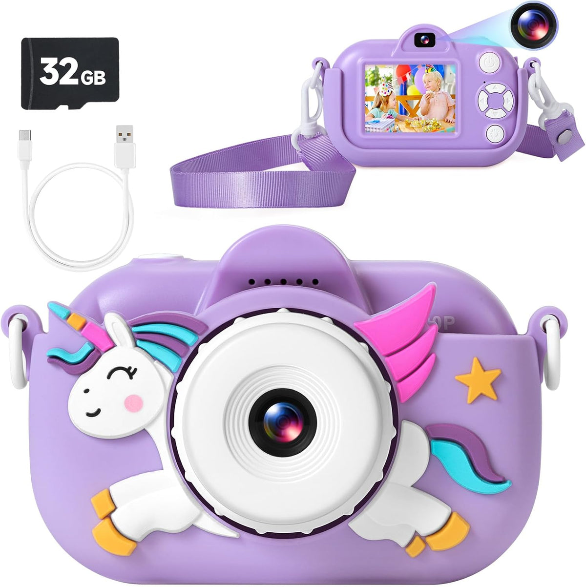 MAVOKIS Kids Camera Digital Camera for Age 3-8 - Dark Purple