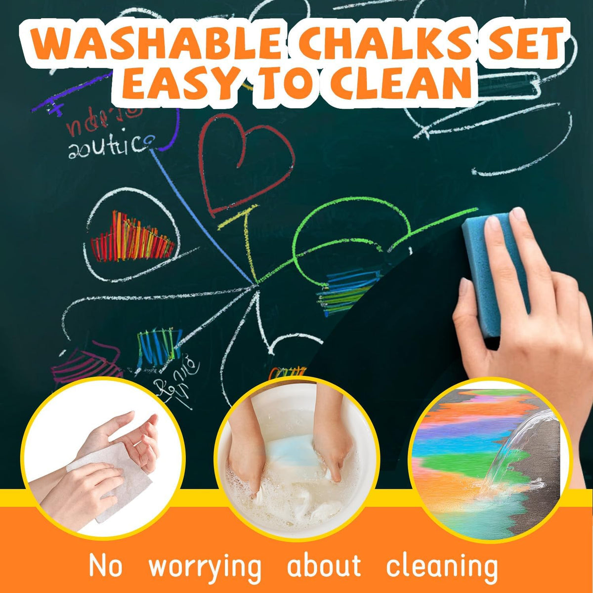 VEESA Washable Sidewalk Chalk for Kids, 10 Bright Colors - 1 Count (Pack of 312) - image 3