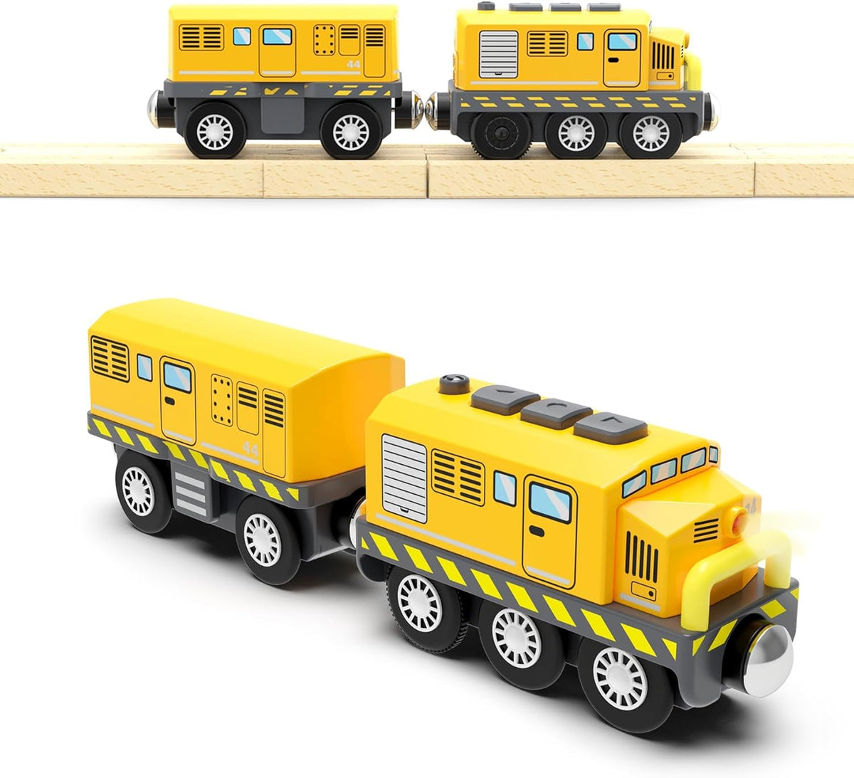 Train Toys Battery Operated Locomotive Trains for Wooden Track - Yellow