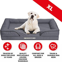 The Dog’s Bed, Orthopedic Standard Foam Waterproof Dog Bed with Standard Support, XL Grey with Black Trim, Waterproof, Supportive Dog Bed with Replaceable Covers, Veterinary Approved
