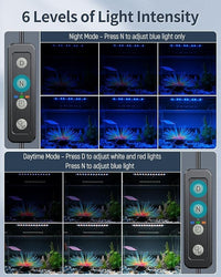 Pawfly 28W Aquarium LED Light for 36 to 42 Inch Extendable Fish Tank Light with Full Spectrum Brilliant White Blue Red Lights with Daytime & Night Modes Timer Auto On/Off Adjustable Brightness