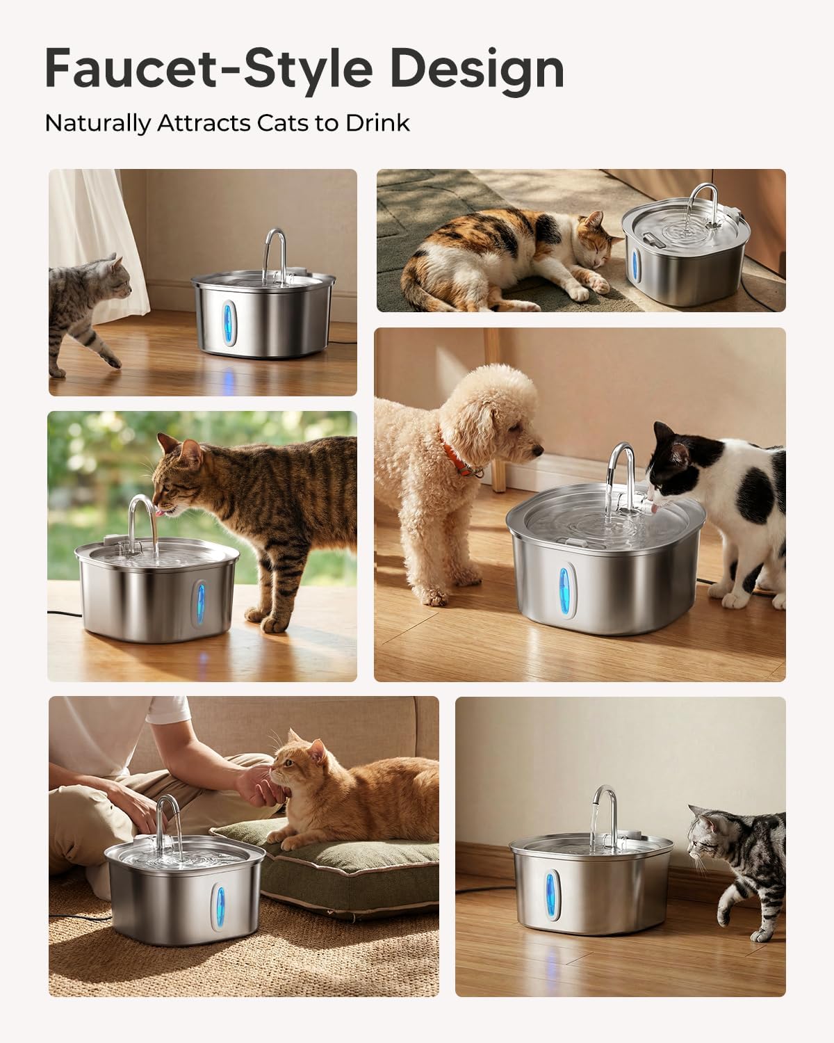 PEKTACO Cat Water Fountain - Small Window Cat Fountain + 3Pack Filters - image 3