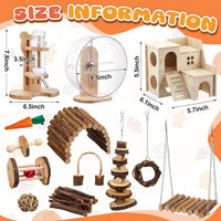 18 Pcs Hamster Cage Accessories Set with Hamster Wheel Maze House – Essentials for Small Pets - Mixed Play Style - image 4