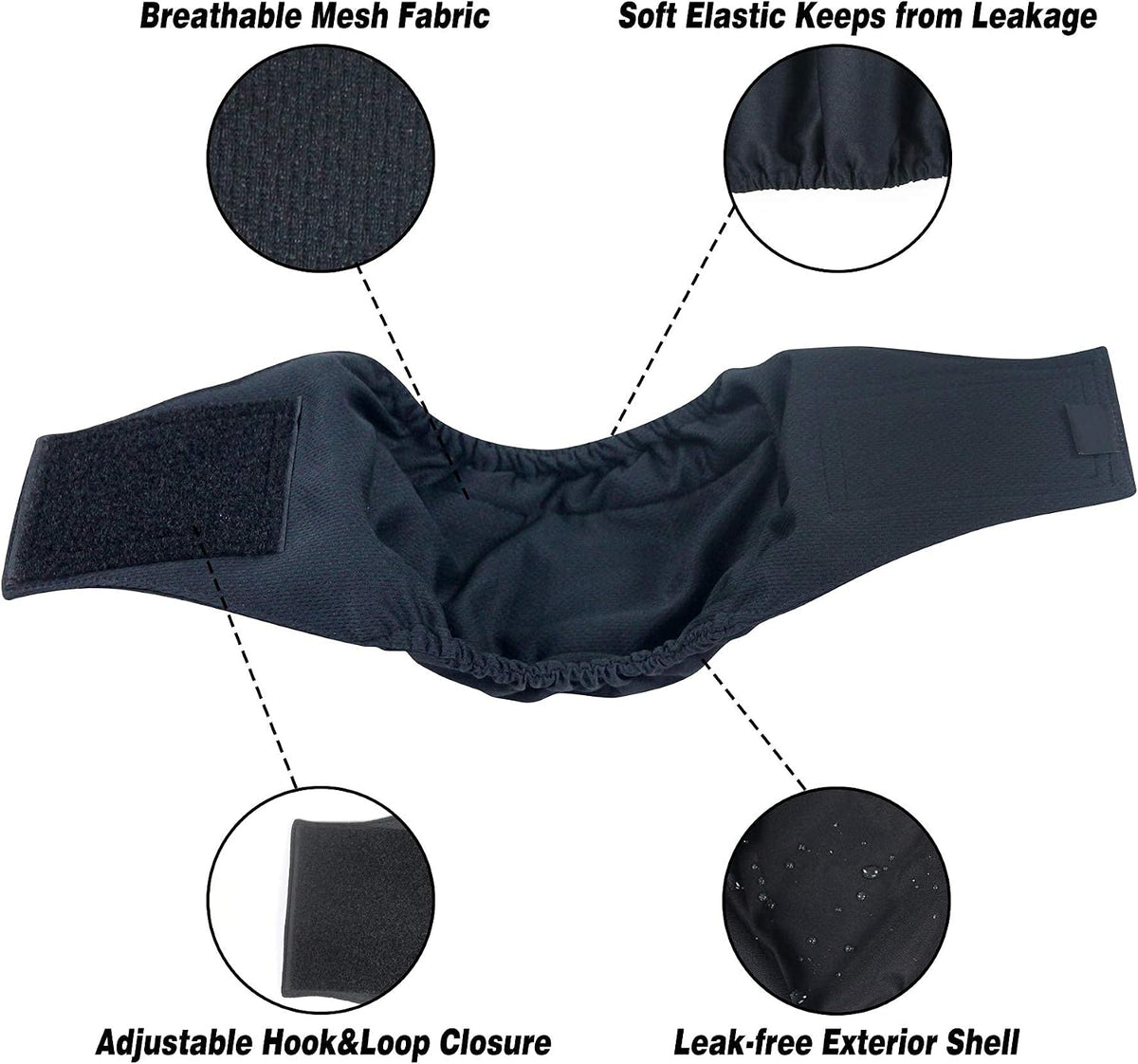 Leekalos Male Dog Diapers - XX-Large / Black, Blue, Coffee(Black Lining) - image 2