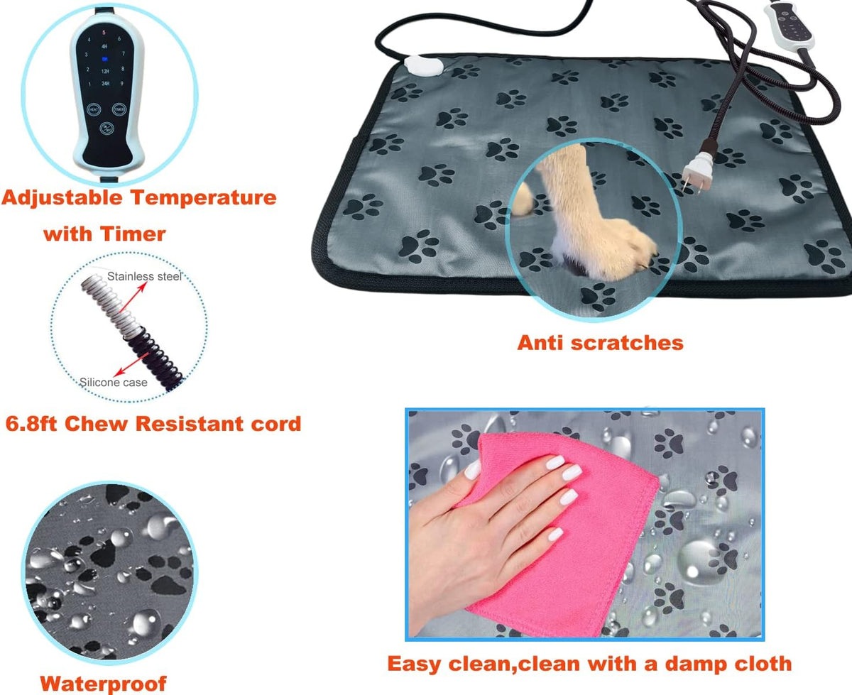 Pet Heating pad Outdoor Small Dog cat Heating pad Heated ped beds - Digital-Printfoot / 34X21 inch - image 3