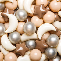 GOGOSO Ball Pit Balls Stars Moon Shapes Plastic Pitballs for Child - 50 balls / Coffee+ Milktea+ Cream White+pearl Light Gray